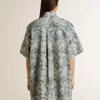 Rochie scurtă pentru femei din poplin de bumbac albastru deschis, cu imprimeu marin pe toată suprafața Rochie scurtă pentru femei din poplin de bumbac albastru deschis, cu imprimeu marin pe toată suprafața