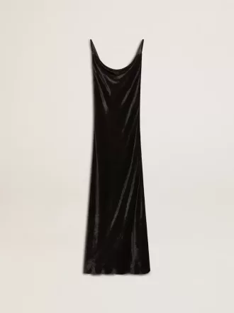 Rochie slip pentru femei, cu efect de catifea neagră