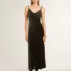 Rochie slip pentru femei, cu efect de catifea neagră