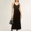 Rochie slip pentru femei, cu efect de catifea neagră