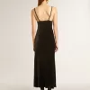 Rochie slip pentru femei, cu efect de catifea neagră