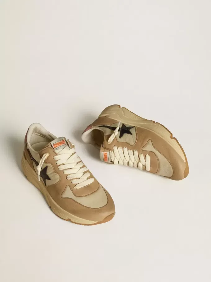 Running Sole LTD din nailon și nubuc, cu stea și călcâi din piele Running Sole LTD din nailon și nubuc, cu stea și călcâi din piele