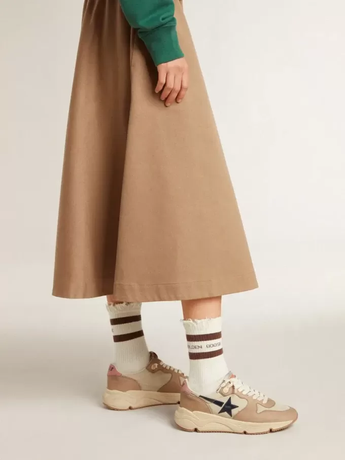 Running Sole LTD din nailon și nubuc, cu stea și călcâi din piele Running Sole LTD din nailon și nubuc, cu stea și călcâi din piele