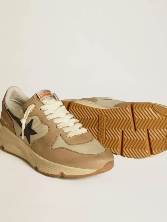 Running Sole LTD din nailon și nubuc, cu stea și călcâi din piele Running Sole LTD din nailon și nubuc, cu stea și călcâi din piele