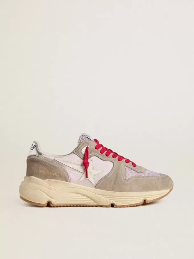 Running Sole LTD din nailon roz cu stea din piele albă Running Sole LTD din nailon roz cu stea din piele albă