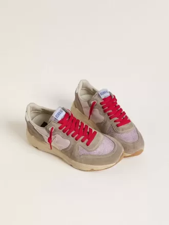 Running Sole LTD din nailon roz cu stea din piele albă Running Sole LTD din nailon roz cu stea din piele albă