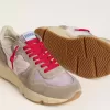 Running Sole LTD din nailon roz cu stea din piele albă Running Sole LTD din nailon roz cu stea din piele albă