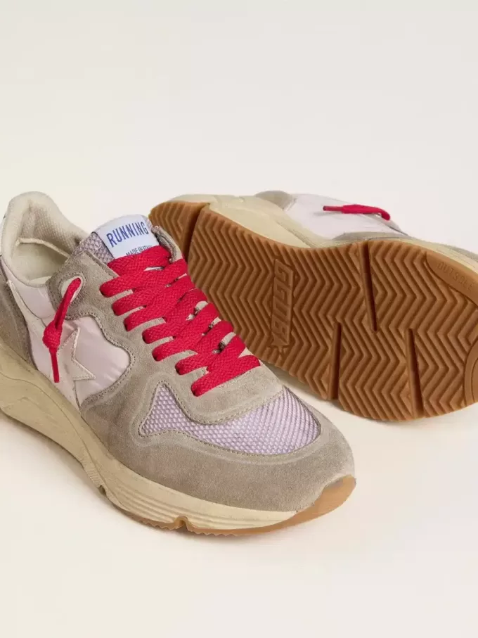 Running Sole LTD din nailon roz cu stea din piele albă Running Sole LTD din nailon roz cu stea din piele albă