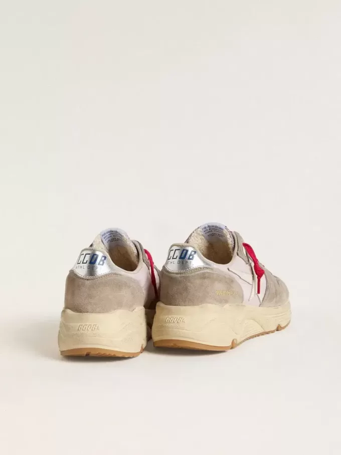 Running Sole LTD din nailon roz cu stea din piele albă Running Sole LTD din nailon roz cu stea din piele albă