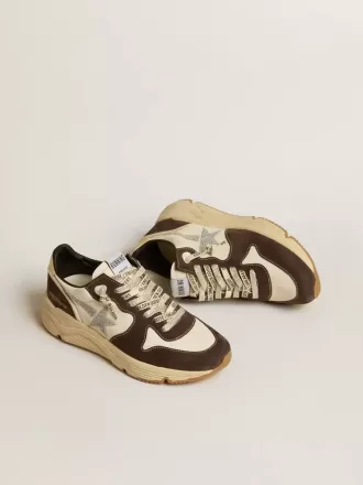 Running Sole LTD pentru femei, din piele nappa și piele de căprioară maro, cu o stea din cristal Swarovski Running Sole LTD pentru femei, din piele nappa și piele de căprioară maro, cu o stea din cristal Swarovski