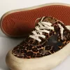 Saboturi Space-Star pentru femei, din piele de ponei cu imprimeu leopard și stea neagră