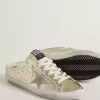 Saboturi Super-Star din piele platinată cu stea din piele de căprioară bej Saboturi Super-Star din piele platinată cu stea din piele de căprioară bej