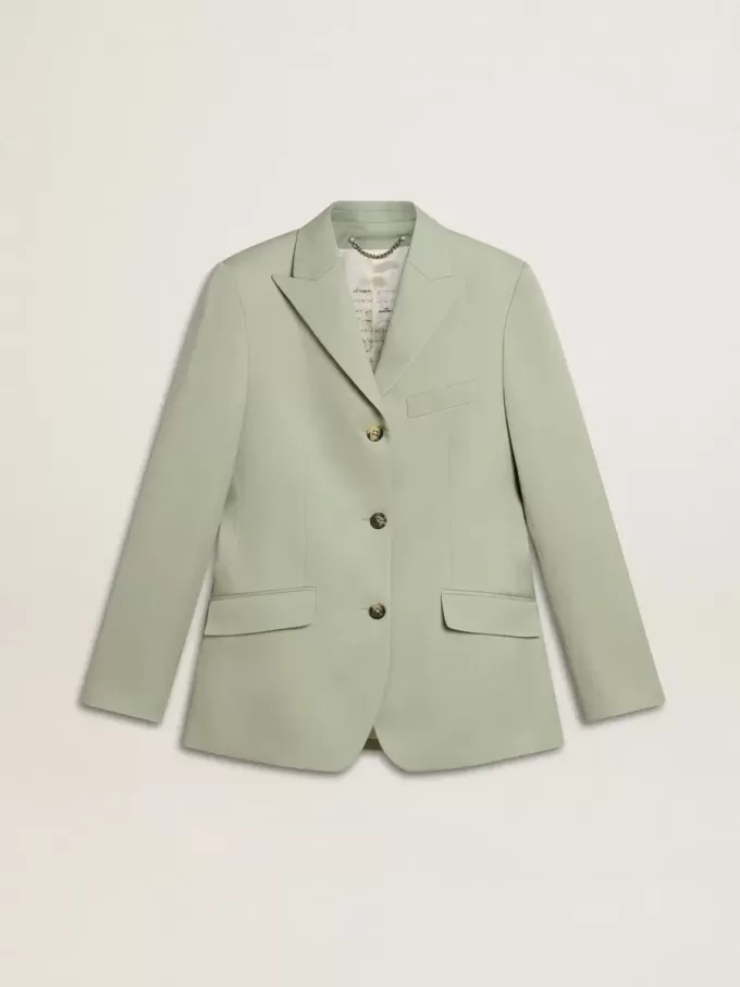 Sacou blazer pentru femei din lână verde salvie Sacou blazer pentru femei din lână verde salvie