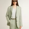 Sacou blazer pentru femei din lână verde salvie Sacou blazer pentru femei din lână verde salvie