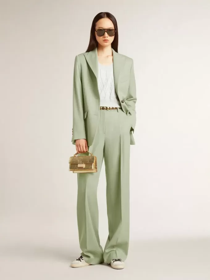 Sacou blazer pentru femei din lână verde salvie Sacou blazer pentru femei din lână verde salvie