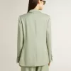 Sacou blazer pentru femei din lână verde salvie Sacou blazer pentru femei din lână verde salvie