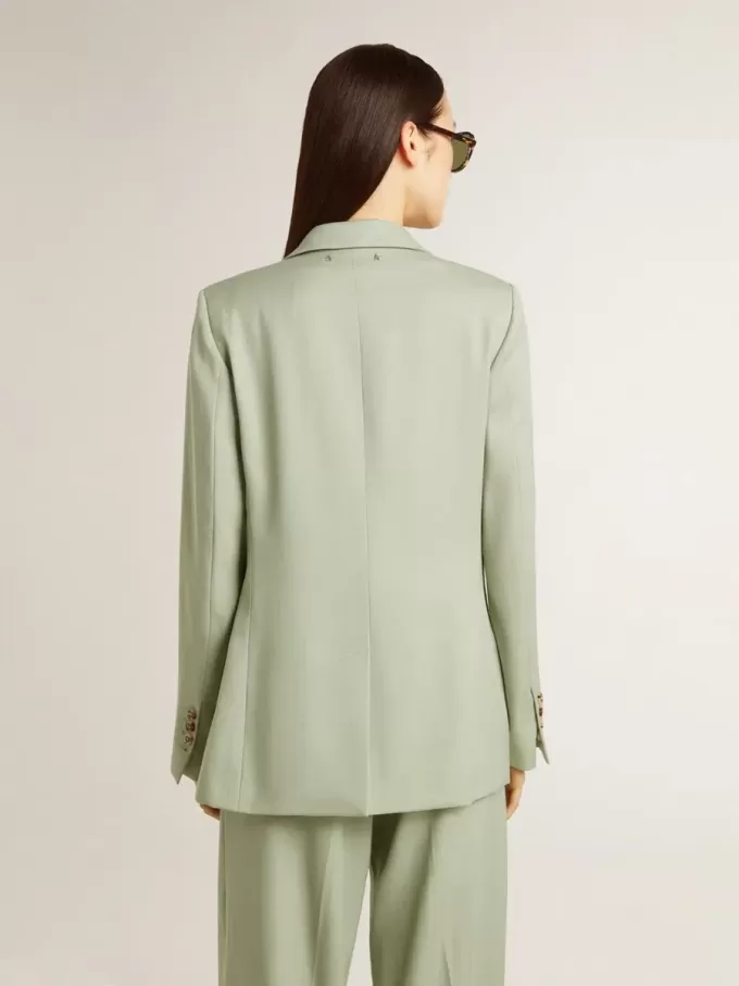 Sacou blazer pentru femei din lână verde salvie Sacou blazer pentru femei din lână verde salvie