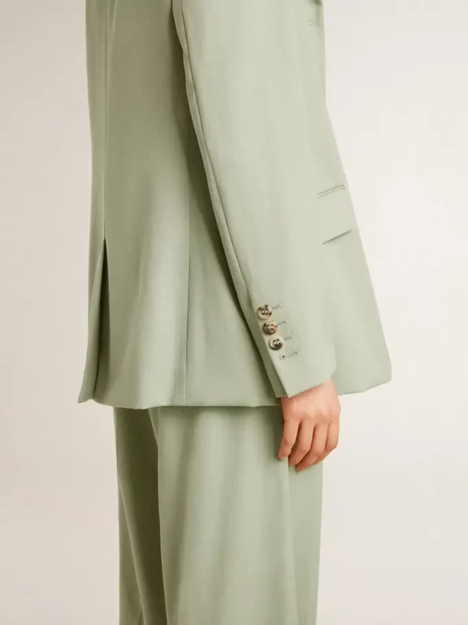 Sacou blazer pentru femei din lână verde salvie Sacou blazer pentru femei din lână verde salvie