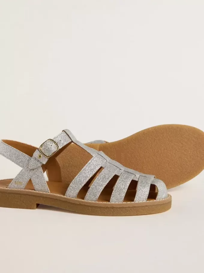 Sandale Maxime Junior din micro-glitter argintiu