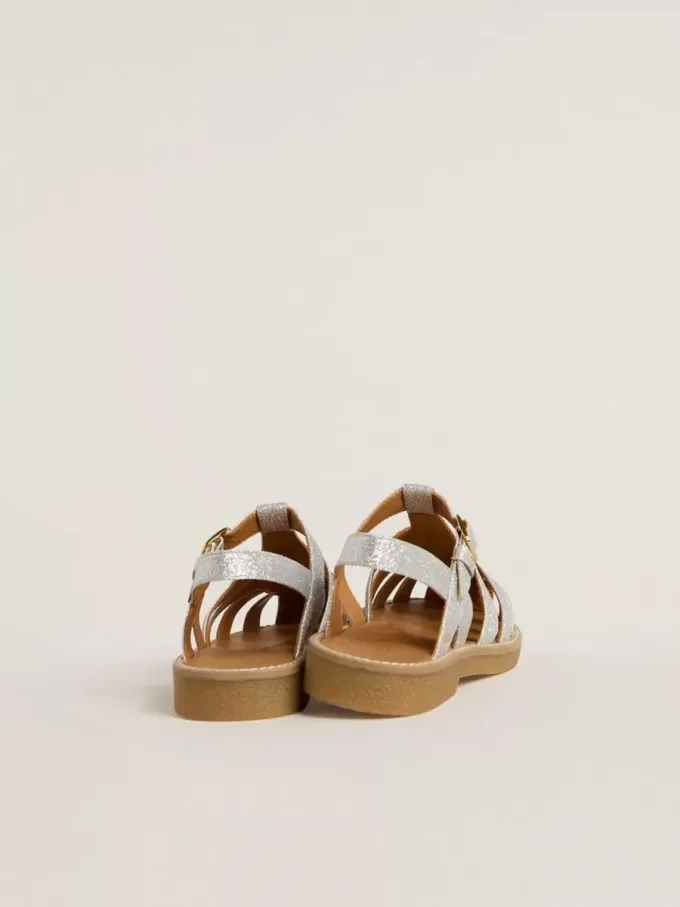 Sandale Maxime Junior din micro-glitter argintiu