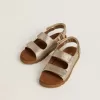 Sandale Noa Junior din piele micro-glitter și platină