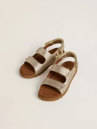 Sandale Noa Junior din piele micro-glitter și platină