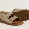 Sandale Noa Junior din piele micro-glitter și platină