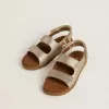 Sandale Noa Young din piele micro-glitter și platină