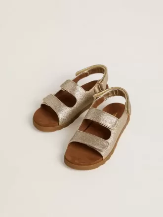 Sandale Noa Young din piele micro-glitter și platină
