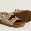 Sandale Noa Young din piele micro-glitter și platină