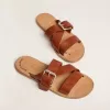 Sandale plate Margaret din piele acoperită cu rășină Sandale plate Margaret din piele acoperită cu rășină