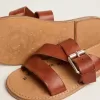 Sandale plate Margaret din piele acoperită cu rășină Sandale plate Margaret din piele acoperită cu rășină
