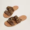 Sandale plate Margaret pentru femei, din piele de ponei cu imprimeu leopard Sandale plate Margaret pentru femei, din piele de ponei cu imprimeu leopard