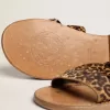 Sandale plate Margaret pentru femei, din piele de ponei cu imprimeu leopard Sandale plate Margaret pentru femei, din piele de ponei cu imprimeu leopard