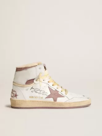Sky-Star din piele albă cu stea din piele roz Sky-Star din piele albă cu stea din piele roz