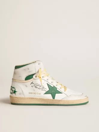 Sky-Star din piele albă cu stea din piele verde Sky-Star din piele albă cu stea din piele verde