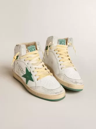 Sky-Star din piele albă cu stea din piele verde Sky-Star din piele albă cu stea din piele verde