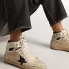 Sky-Star pentru bărbați, din nailon și piele de culoare crem, cu stea din piele de căprioară albastră Sky-Star pentru bărbați, din nailon și piele de culoare crem, cu stea din piele de căprioară albastră