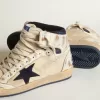 Sky-Star pentru bărbați, din nailon și piele de culoare crem, cu stea din piele de căprioară albastră Sky-Star pentru bărbați, din nailon și piele de culoare crem, cu stea din piele de căprioară albastră