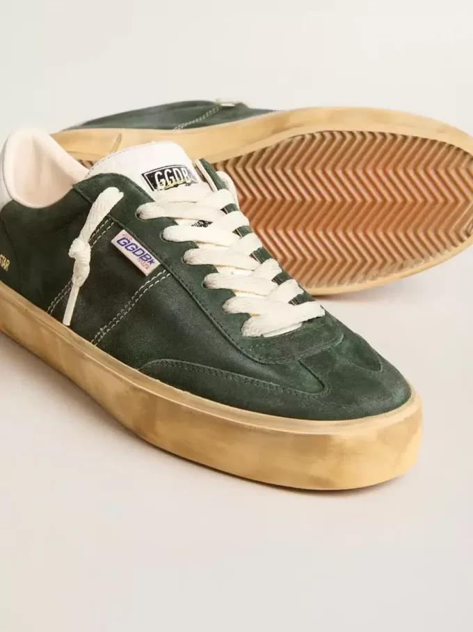 Soul Star din piele de căprioară verde cu călcâi din piele albă ca laptele Soul Star din piele de căprioară verde cu călcâi din piele albă ca laptele