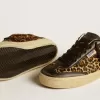Soul Star din piele de ponei cu imprimeu leopard, cu călcâi și inserții din piele nappa neagră Soul Star din piele de ponei cu imprimeu leopard, cu călcâi și inserții din piele nappa neagră