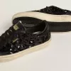 Soul Star pentru femei, cu paiete negre și călcâi din piele de căprioară neagră Soul Star pentru femei, cu paiete negre și călcâi din piele de căprioară neagră