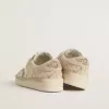 Stardan din piele și piele de căprioară de culoare crem, cu cristale Swarovski și o stea din piele de căprioară