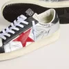 Stardan pentru bărbați din nailon laminat argintiu cu stea din piele de căprioară burgundă Stardan pentru bărbați din nailon laminat argintiu cu stea din piele de căprioară burgundă