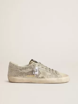 Super-Star din nubuc cu cristale Swarovski și stea din piele de căprioară gri gheață