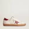 Super-Star din piele de căprioară albă cu stea și călcâi din piele burgundă Super-Star din piele de căprioară albă cu stea și călcâi din piele burgundă