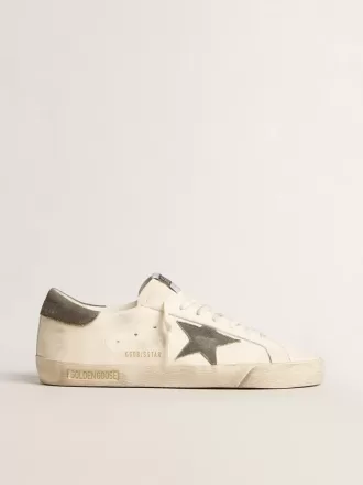 Super-Star din piele nappa cu stea și călcâi din piele de căprioară gri Super-Star din piele nappa cu stea și călcâi din piele de căprioară gri
