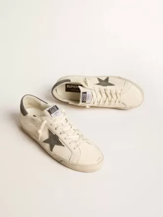 Super-Star din piele nappa cu stea și călcâi din piele de căprioară gri Super-Star din piele nappa cu stea și călcâi din piele de căprioară gri