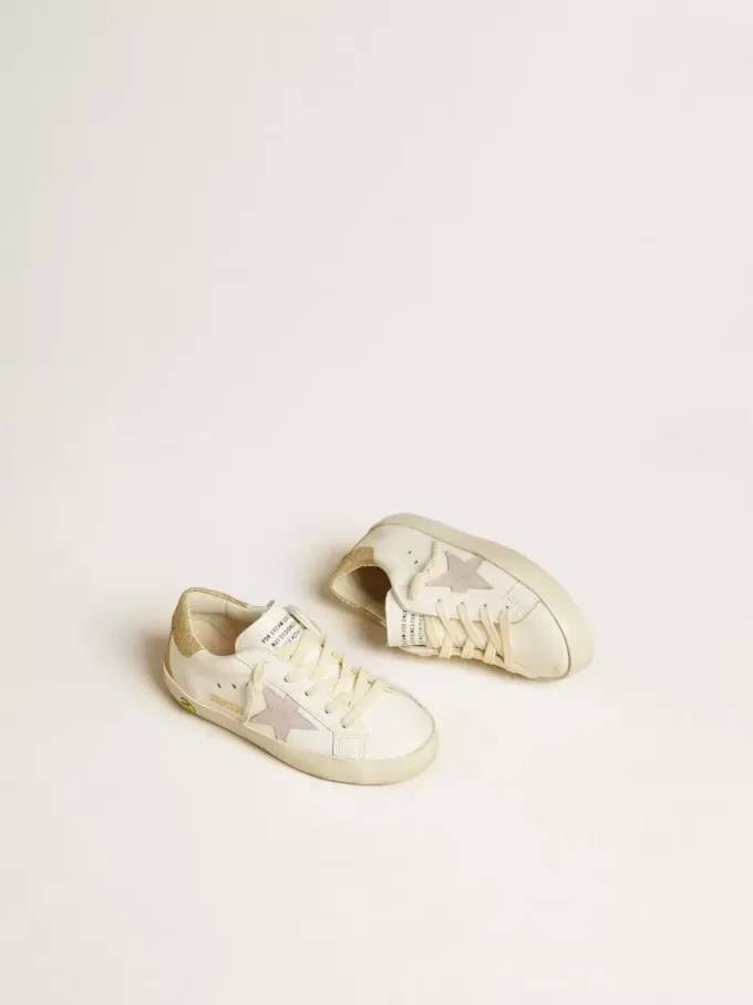 Super-Star Junior cu stea din piele liliac și călcâi cu glitter Super-Star Junior cu stea din piele liliac și călcâi cu glitter