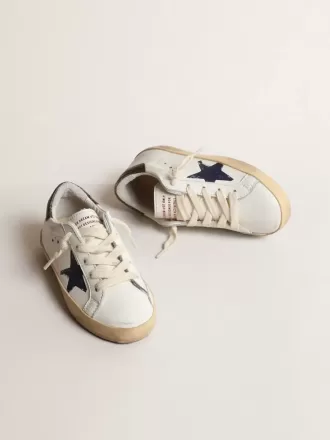 Super-Star Junior din piele nappa cu stea imprimată și talpă neagră